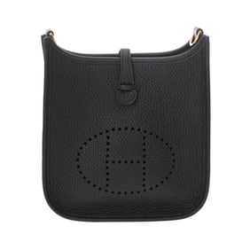 HERMES Evelyn TPM Black U Stamp (circa 2022) Women's Taurillon Clemence Shoulder Bag