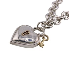 TIFFANY&Co. Tiffany Heart Lock Chain Necklace Silver Unisex