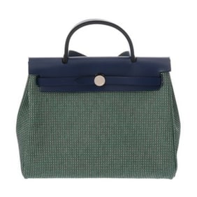 HERMES Hermès Airbag Zip MM 2-Way Blue Indigo U Stamp (circa 2022) Unisex Toile GM/Vache Hunter