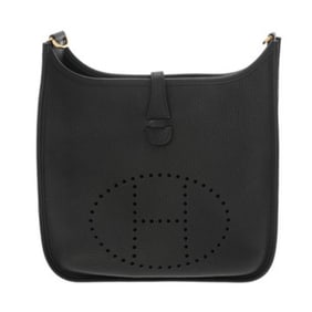 HERMES Evelyn 3 PM Black B Stamp (circa 2023) Unisex Taurillon Clemence Shoulder Bag