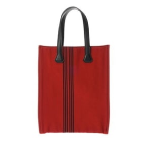 HERMES Potamos Cabas PM Red/Black Unisex Swift Toile Tote Bag