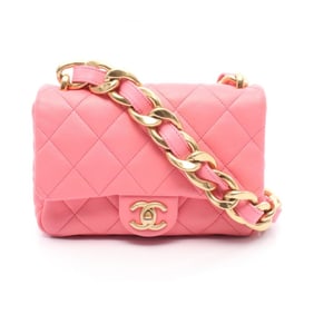 CHANEL Matelasse Shoulder Bag, Leather, Women's, Pink, AS3213