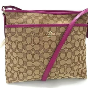 COACH Shoulder Bag/Crossbody Bag F55363 Beige/Purple Canvas/Leather Women's