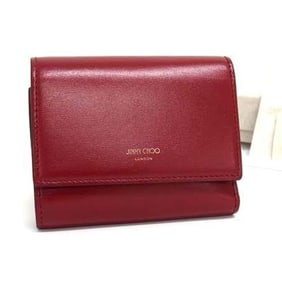 JIMMY CHOO Malinda Wallet - Red Leather Women's Tri-fold