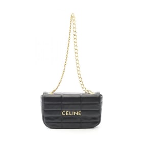 Celine Monochrome Shoulder Bag, Leather, Women's, Black, 11127