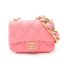 CHANEL Matelasse Shoulder Bag, Lambskin Leather, Women's, Pink, AS3213