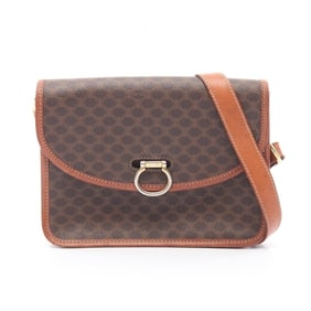 Celine Macadam Shoulder Bag, Coated Canvas and Leather, Women's, Brown