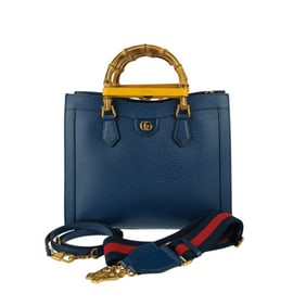 GUCCI Diana Medium Tote Bag 678842 U3ZDT Royal Blue Leather Women's Shoulder