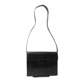 PRADA Prada Shoulder Bag - Black Leather with White Tag and Hardware