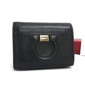 Salvatore Ferragamo Gancini 22 D514 Black Leather Bifold Wallet for Women