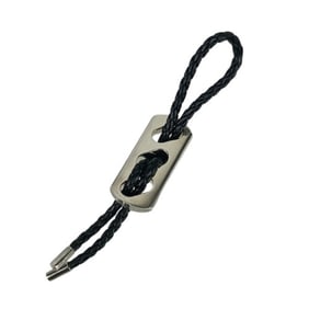 HERMES Keychain Charm - Black Silver Leather Ag925 for Men and Women