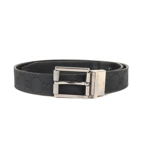 GUCCI Reversible Square Buckle GG Canvas and Leather Belt, Size 32 (121295), Black