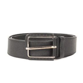 PRADA Prada Belt Size 2 Square Buckle Saffiano Leather Black
