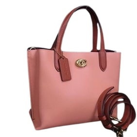 COACH Willow Tote 24 Colorblock Pink Leather Shoulder Bag C8561