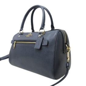 COACH Rowan Satchel Handbag - Navy Leather Women's