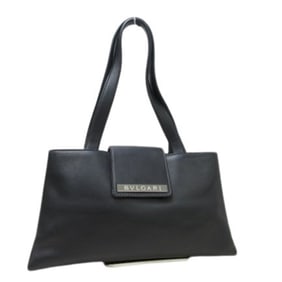 BVLGARI Bvlgari Plate Handbag - Black Leather Women's