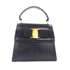 Salvatore Ferragamo Vara Ribbon Handbag AT-21 5677 Black Leather Women's