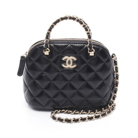 CHANEL Matelasse Shoulder Bag, Lambskin Leather, Women's, Black, AP3354