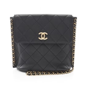 CHANEL Matelasse Shoulder Bag, Lambskin Leather, Women's, Black, AS2542
