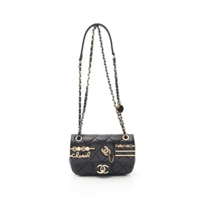 CHANEL Matelasse Shoulder Bag, Lambskin Leather, Women's, Black, AS2978