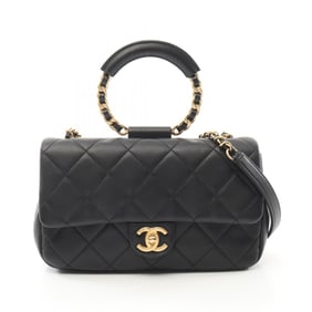 CHANEL Matelasse Shoulder Bag, Lambskin Leather, Women's, Black, AS1358