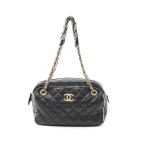 CHANEL Matelasse Shoulder Bag, Lambskin Leather, Women's, Black