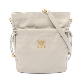 CHANEL Matelasse Shoulder Bag, Lambskin Leather, Women's, Gray, AS2985