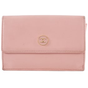 Chanel Coco Button Coin Case, Leather, Pink, Women's, Mark, CHANEL