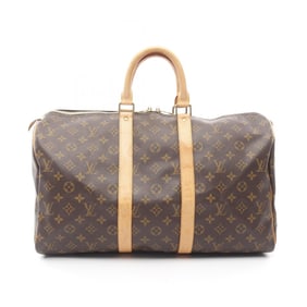 Louis Vuitton Keepall 45 Boston Bag, Coated Canvas and Leather, Monogram, Brown, Men's Women's,