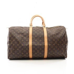 Louis Vuitton Keepall 55 Boston Bag, Coated Canvas and Leather, Monogram, Brown, Men's Women's,
