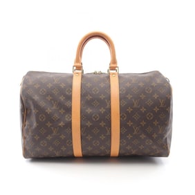Louis Vuitton Keepall 45 Boston Bag, Coated Canvas and Leather, Monogram, Brown, Men's Women's,