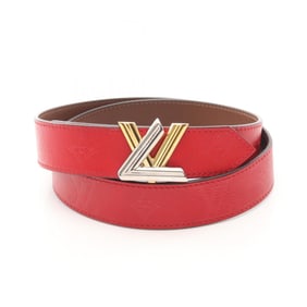 Louis Vuitton Santur Twist Belt, Leather, GP, Women's, Red and Gold, M9421
