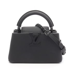 Louis Vuitton Capucines EW Mini Handbag, Leather, Women's, Black, M23955