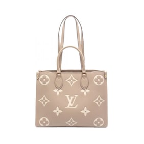 Louis Vuitton On the Go MM Two-Tone Tote Bag in Monogram Empreinte Leather, Beige and Ivory, M45494
