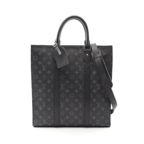 Louis Vuitton Sac Plat Tote Bag, Coated Canvas and Leather, Monogram Eclipse, Men's, Black, M46452