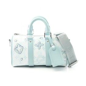 Louis Vuitton Keepall Bandouliere 25 Handbag in Coated Canvas with Monogram Aqua Garden Design,
