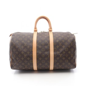 Louis Vuitton Keepall 45 Boston Bag, Coated Canvas and Leather, Monogram, Brown, Men's Women's,