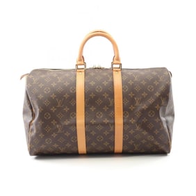 Louis Vuitton Keepall 45 Boston Bag, Coated Canvas and Leather, Monogram, Brown, Men's Women's,