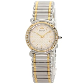 Seiko 5A70-0210 Credor Bezel Diamond Watch Stainless Steel SSxK18YG Women's SEIKO