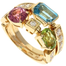 BVLGARI Allegra Diamond and Multicolor Stone Ring in 18K Yellow Gold for Women