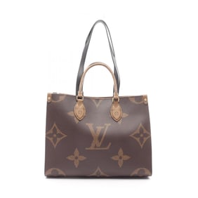 Louis Vuitton On the Go MM Tote Bag, Coated Canvas and Leather, Monogram Giant, Women's, Brown