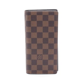 Louis Vuitton Portefeuille Brazza Bifold Long Wallet, Coated Canvas, Damier Leather, Men's, Brown,