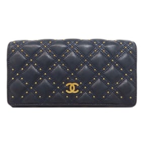 Chanel Studded Coco Mark Long Wallet Lambskin Women's CHANEL