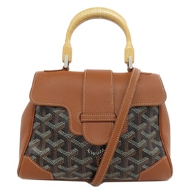 Goyard Saigon Mini Handbag in Coated Canvas and Calfskin Leather for Women