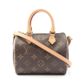 Louis Vuitton Nano Speedy Shoulder Bag, Coated Canvas and Leather, Monogram, Women's, Brown, M61252