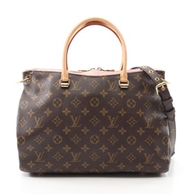 Louis Vuitton Pallas Handbag, Coated Canvas and Leather, Monogram, Women's, Brown, Black, Pink,