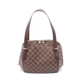 Louis Vuitton Belem MM Shoulder Bag, Coated Canvas, Leather, Damier, Women's, Brown, N51174