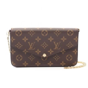 Louis Vuitton Pochette Felicie Shoulder Bag in Coated Canvas with Monogram Design, Brown, M81896