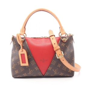 Louis Vuitton V Tote BB Handbag, Coated Canvas and Leather, Monogram, Women's, Brown Red, M43966
