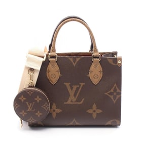 Louis Vuitton On the Go PM Handbag in Coated Canvas with Monogram Giant Reverse, Women's, Brown and